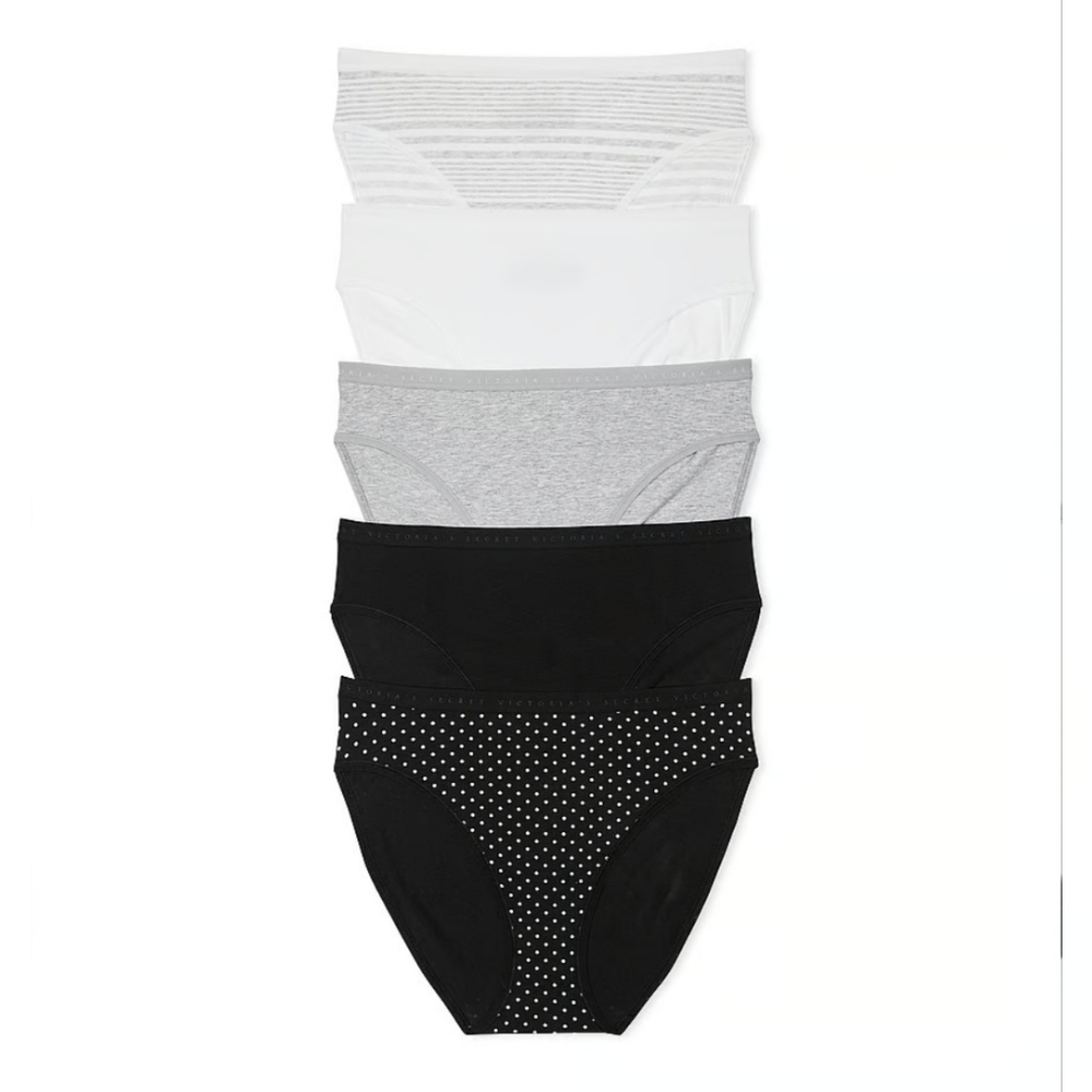 Victoria's Secret Stretch Cotton High Leg Brief Panty 5 Pack.